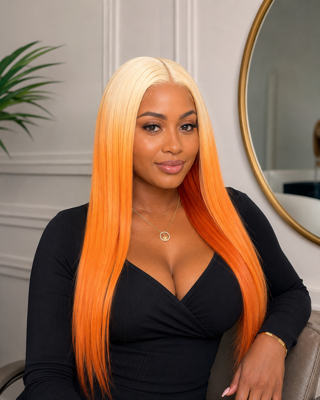 Sunset Glow Ombre Straight Lace Front Wig