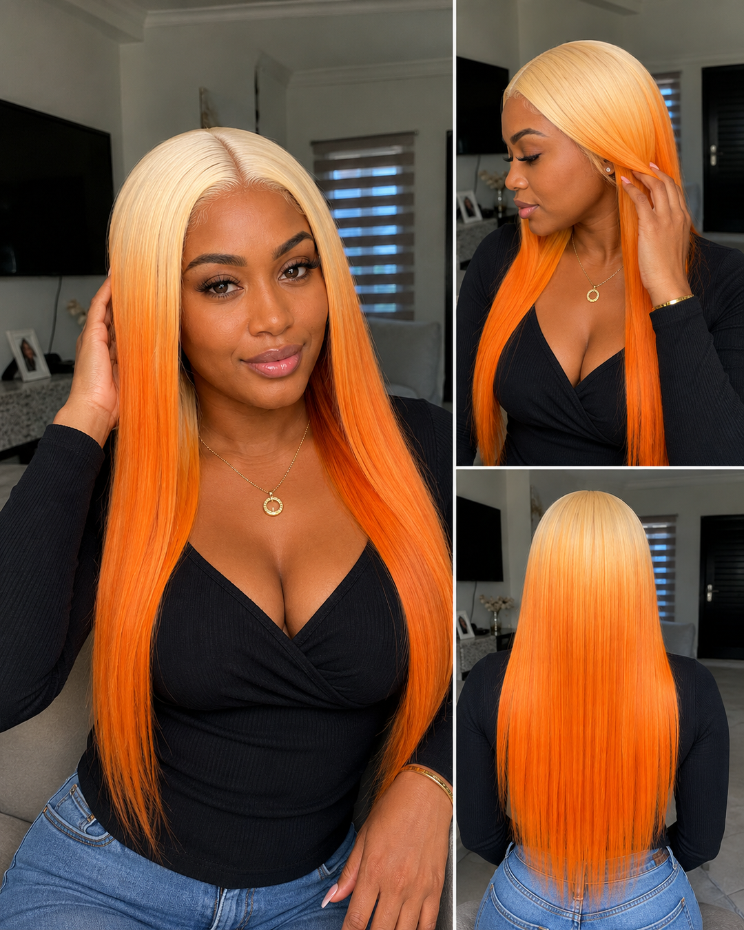 Sunset Glow Ombre Straight Lace Front Wig