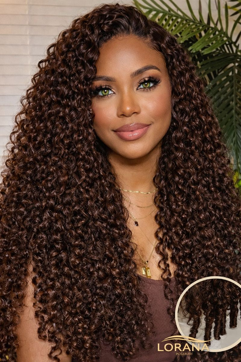 Lorana Curls™ — Chocolate Brown Burmese Curly 100% Premium Human Hair