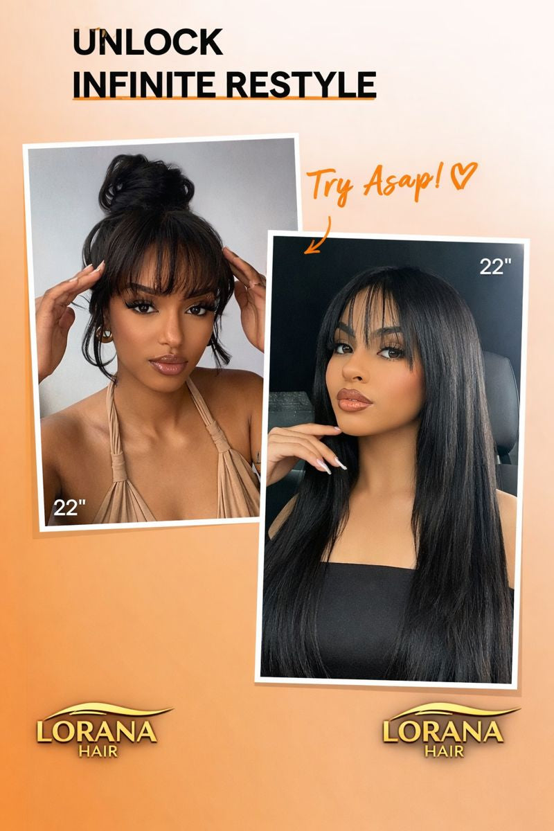 Lorana Straight™ — Layered Straight with Bangs 100% Premium Human Hair