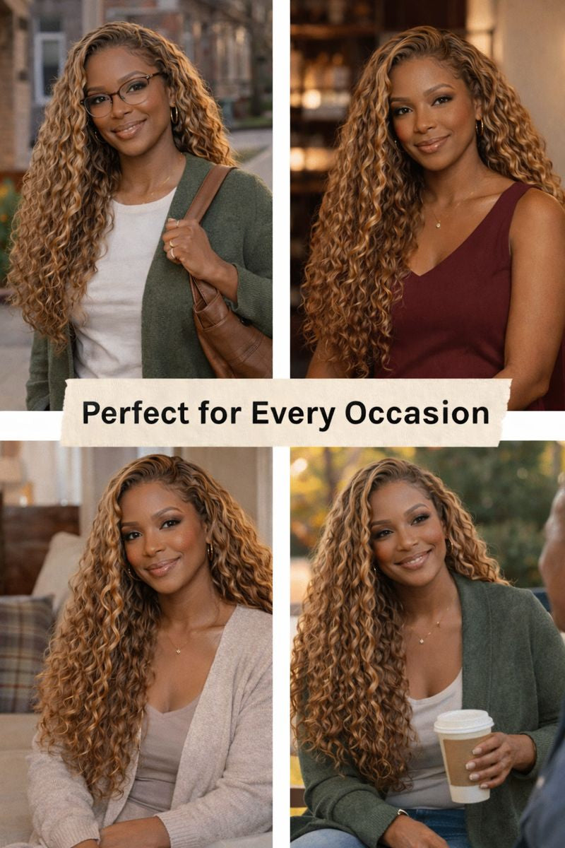 Lorana Wave™ — Ready-to-Wear Soft Water Wave Honey Blonde Highlight