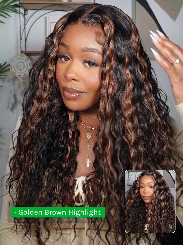 Lorana Wave™ — Ready-to-Wear Soft Water Wave Golden Brown Highlight